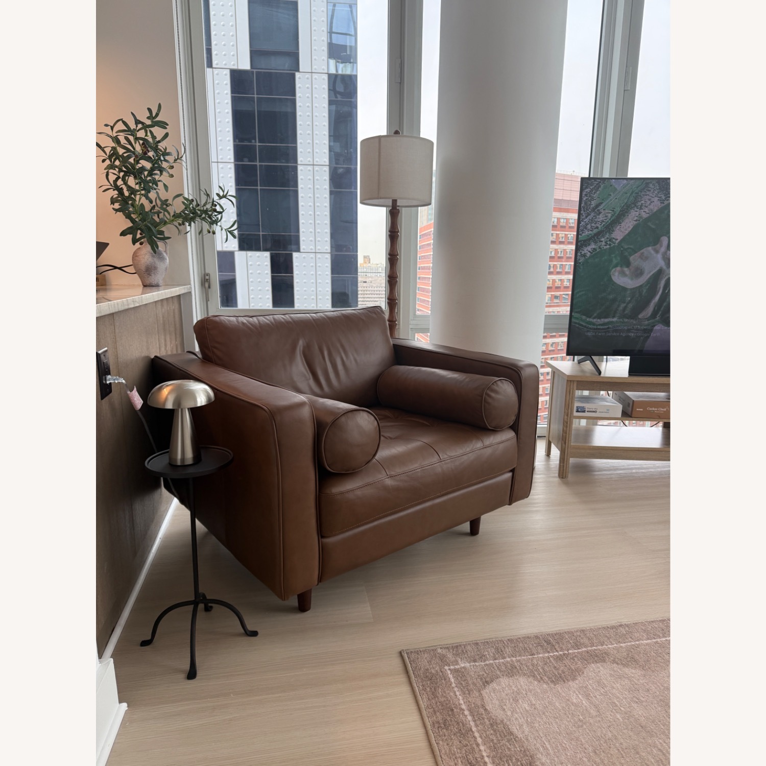 Article Sven 42" Tufted Leather Lounge Chair - Charme Chocolat - image-1