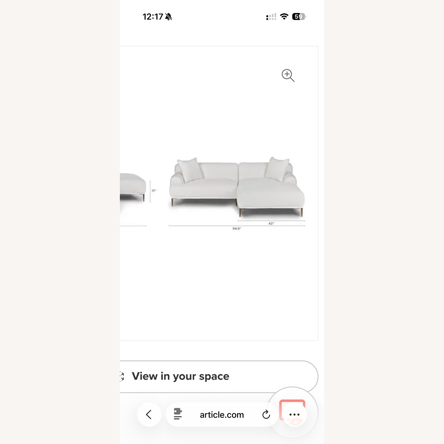 Article Abisko 94.5" Right Sectional - Quartz White - image-6