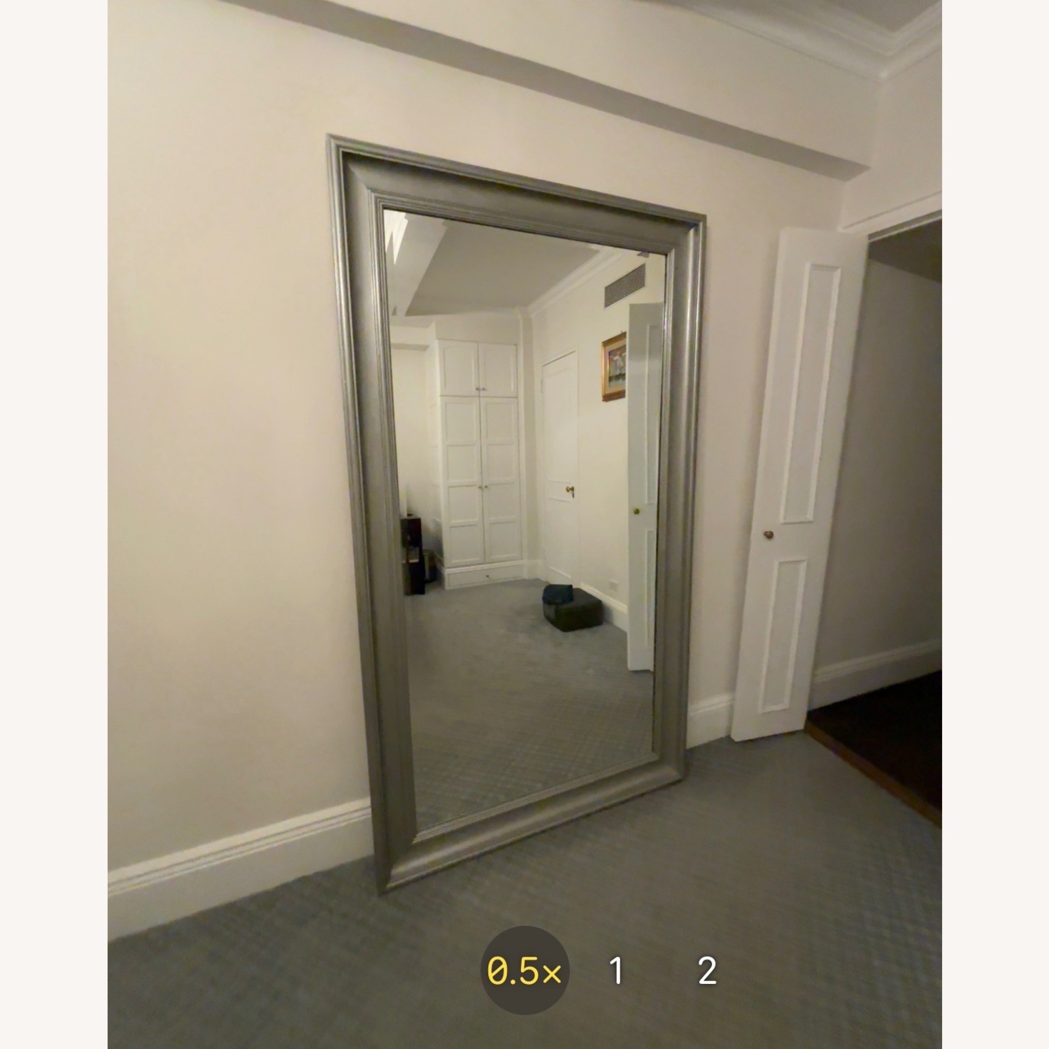 Large Antique Silver Mirror - image-1