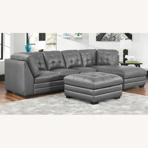 Used Lawrence Top Grain Leather Sectional with Ottoman for sale on AptDeco