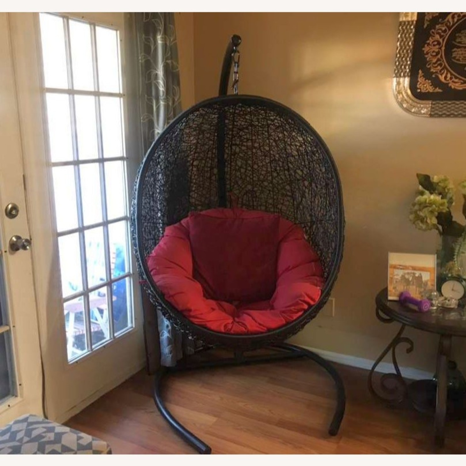 Hanging Egg Chair With Stand & Cushion - image-1