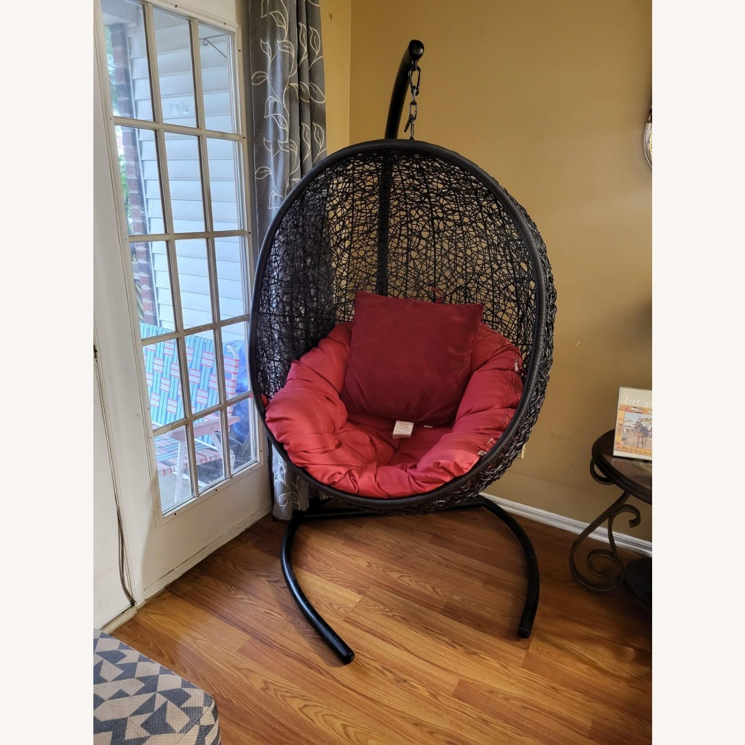 Hanging Egg Chair With Stand & Cushion - image-2