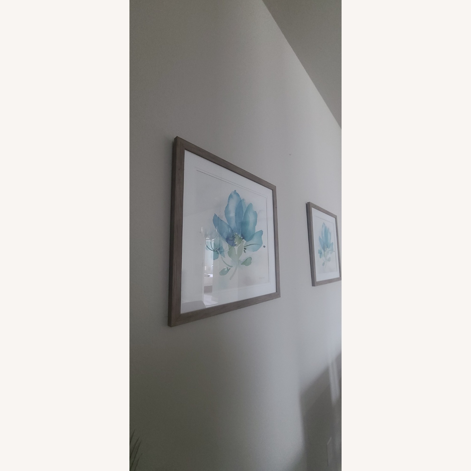 Glass Teal Blue Flower Art - image-3