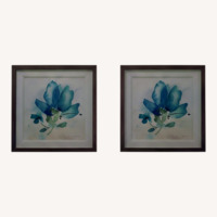 Glass Teal Blue Flower Art