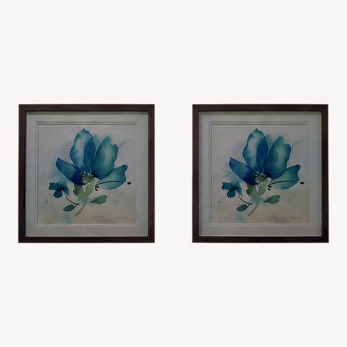 Used Glass Teal Blue Flower Art for sale on AptDeco
