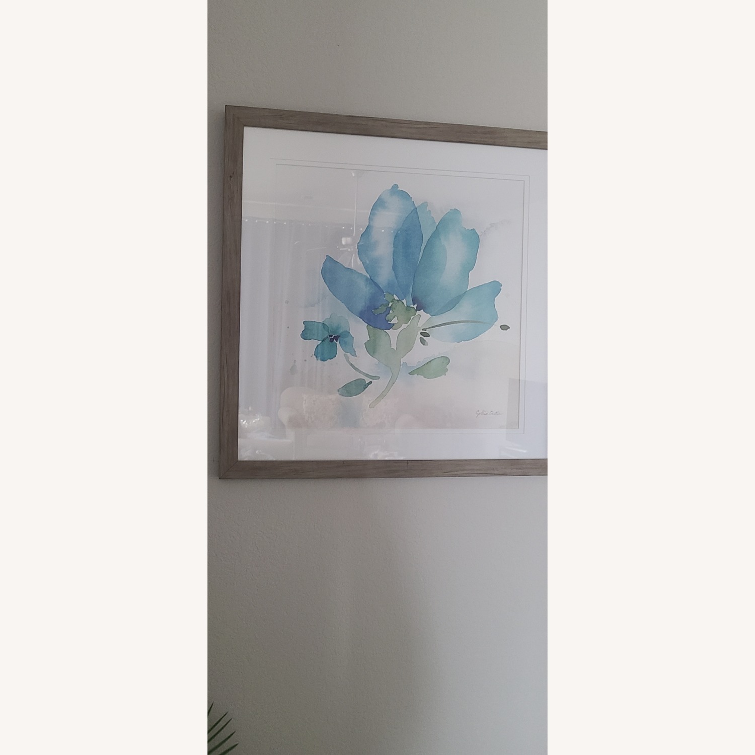 Glass Teal Blue Flower Art - image-2