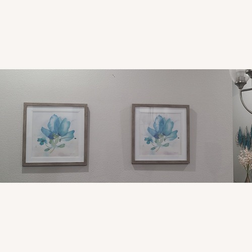 Used Glass Teal Blue Flower Art for sale on AptDeco