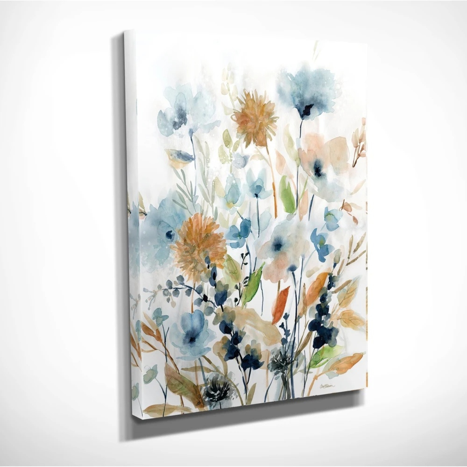 White and Blue Floral Canvas Wall Art - image-4