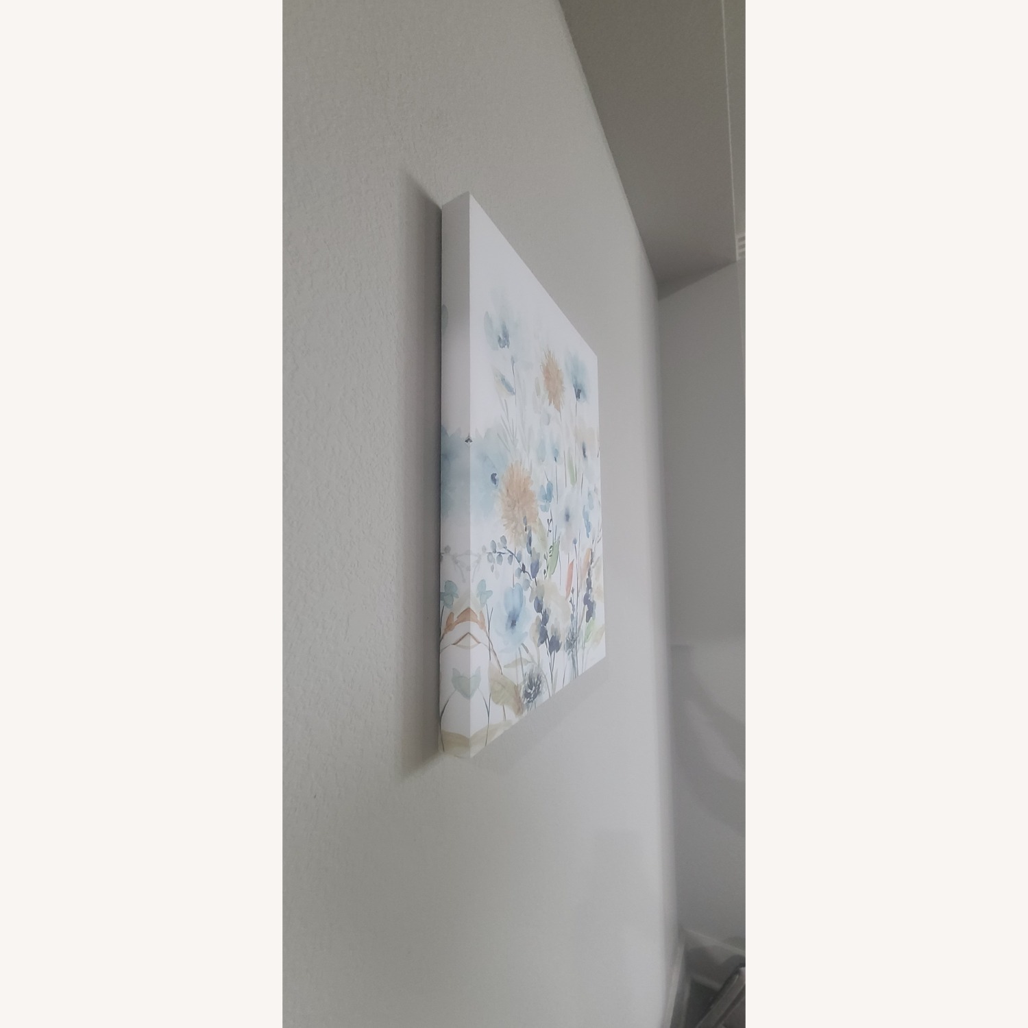 White and Blue Floral Canvas Wall Art - image-2