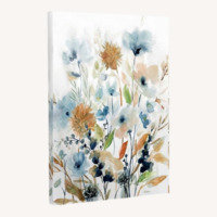 White and Blue Floral Canvas Wall Art