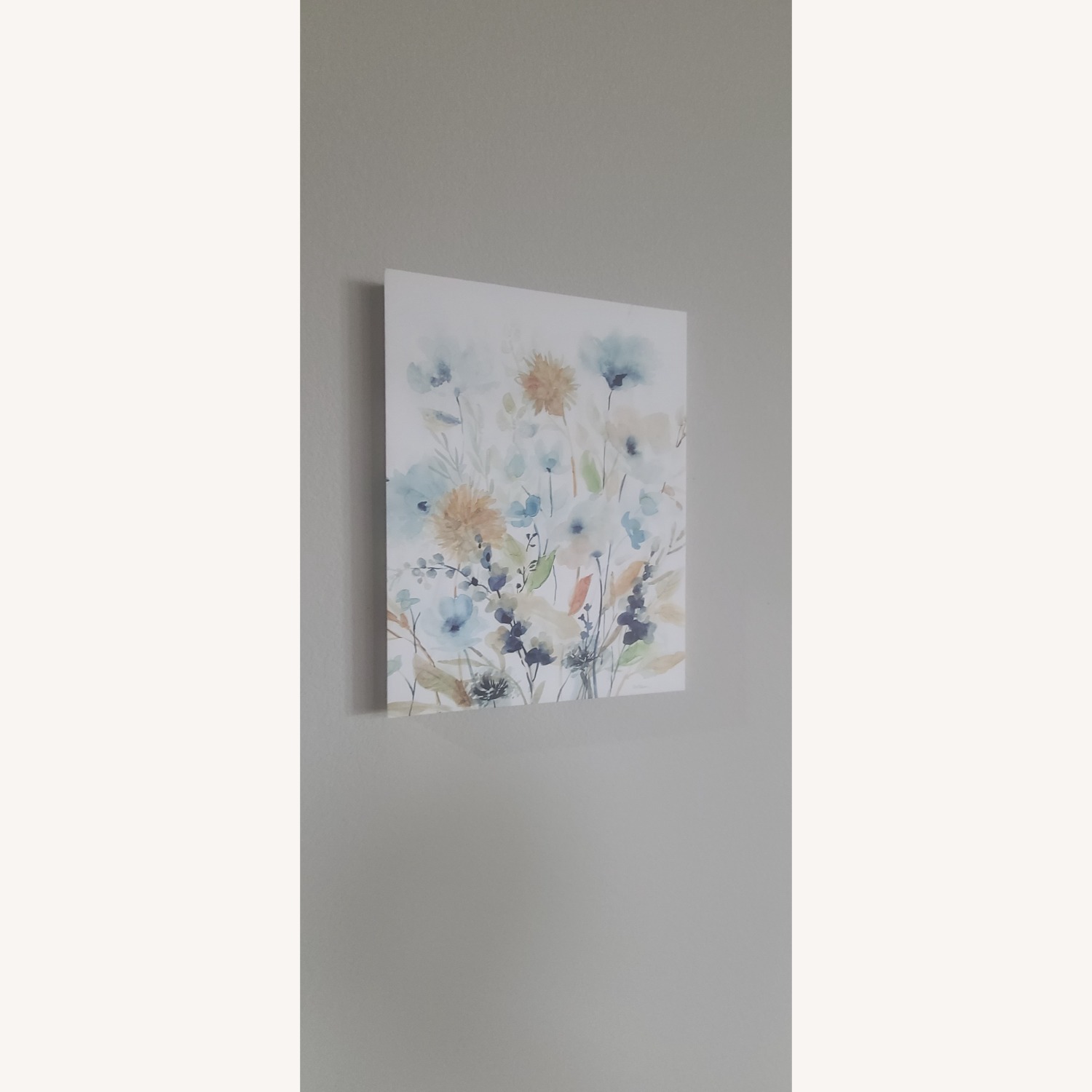 White and Blue Floral Canvas Wall Art - image-3