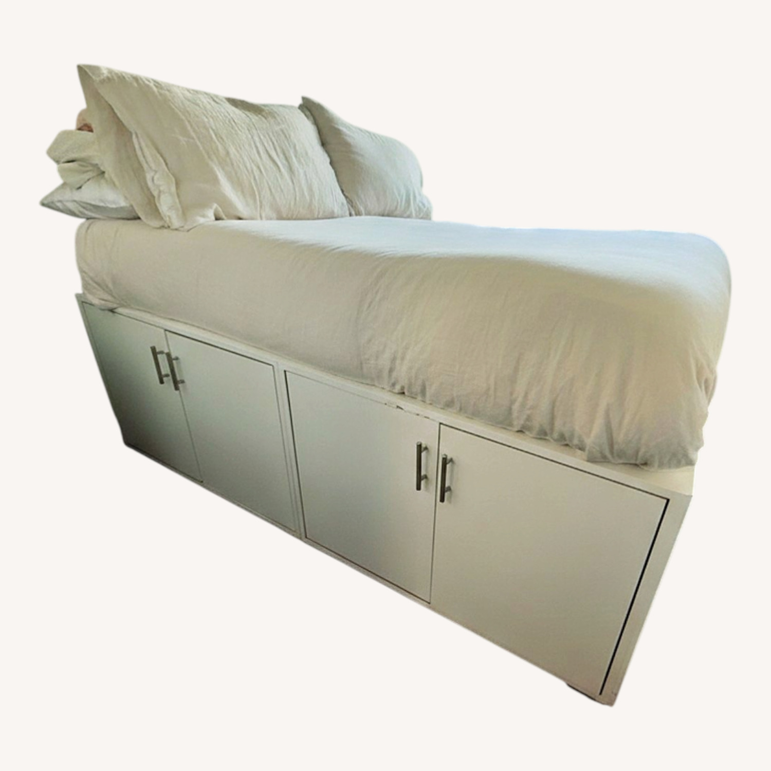 Modern Custom White Full Bed with Hidden Storage - image-0