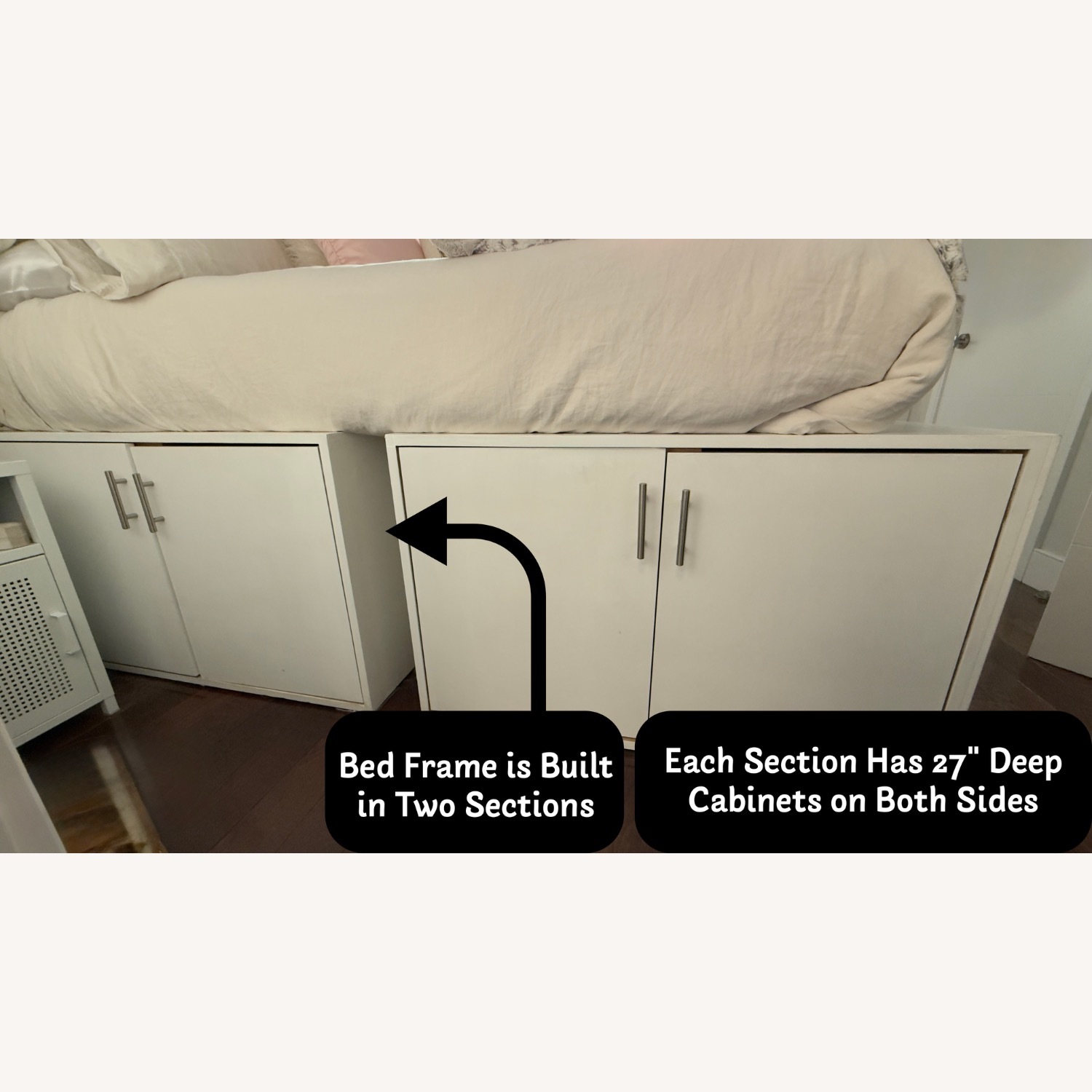 Modern Custom White Full Bed with Hidden Storage - image-12