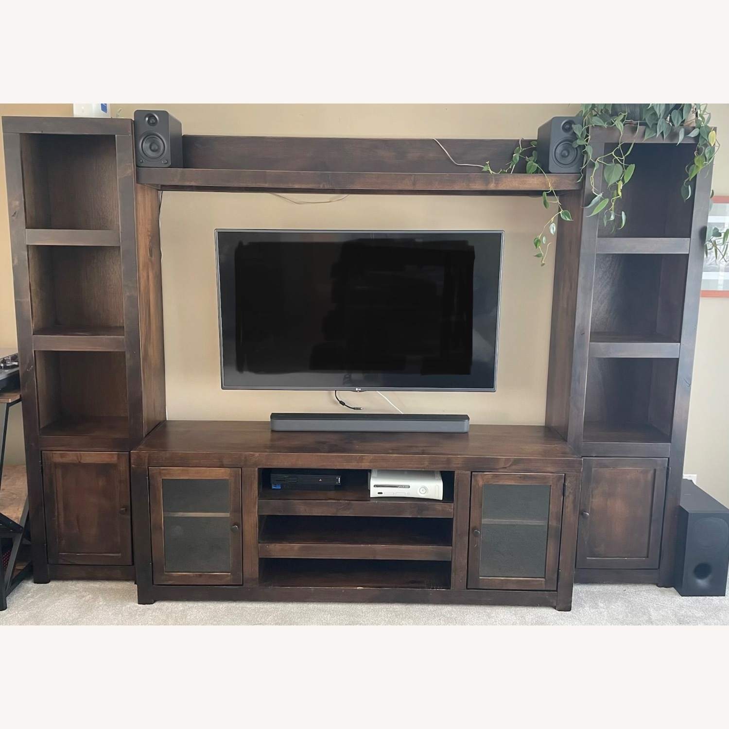 Art Van Dark Brown Wood Media Storage - image-1