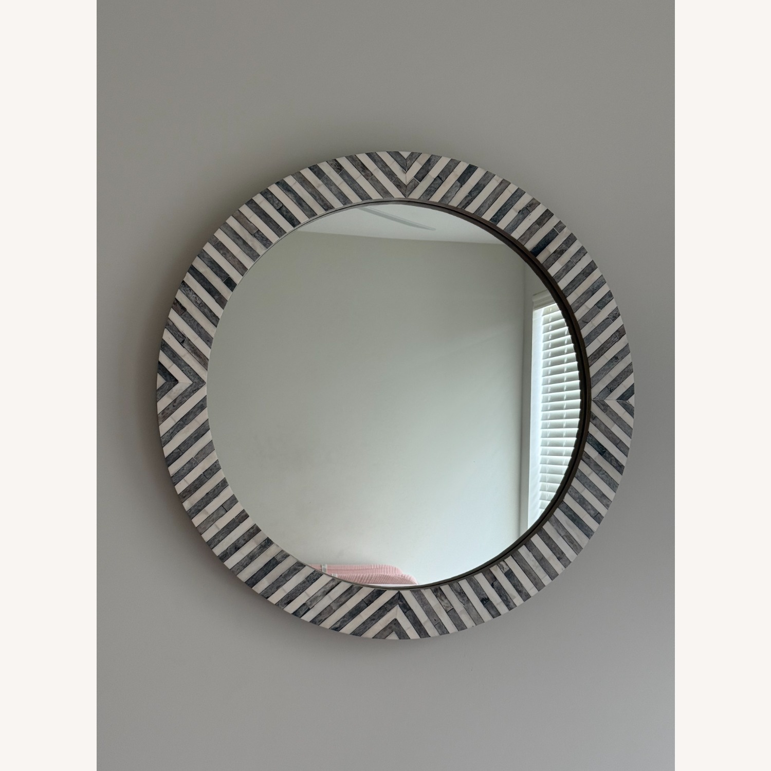 West Elm Parsons Gray Bone Inlay Round Wall Mirror - image-1