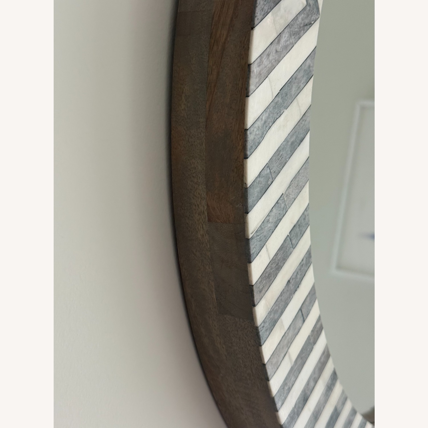 West Elm Parsons Gray Bone Inlay Round Wall Mirror - image-3