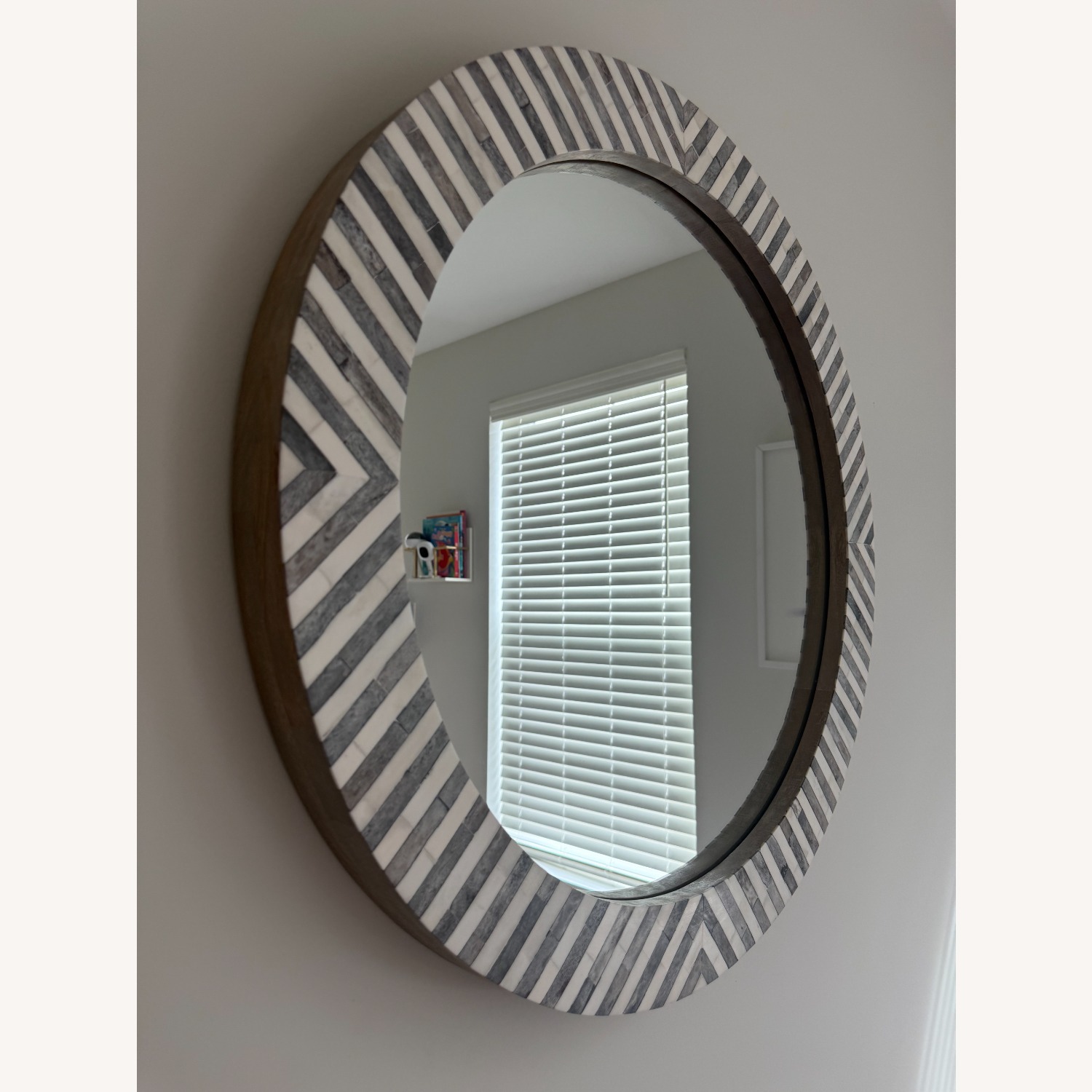 West Elm Parsons Gray Bone Inlay Round Wall Mirror - image-2