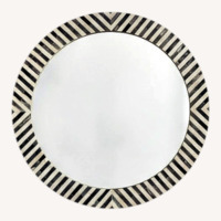 West Elm Parsons Gray Bone Inlay Round Wall Mirror