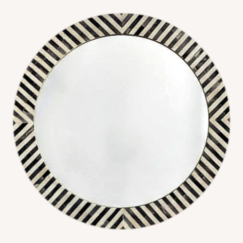 Used West Elm Parsons Gray Bone Inlay Round Wall Mirror for sale on AptDeco