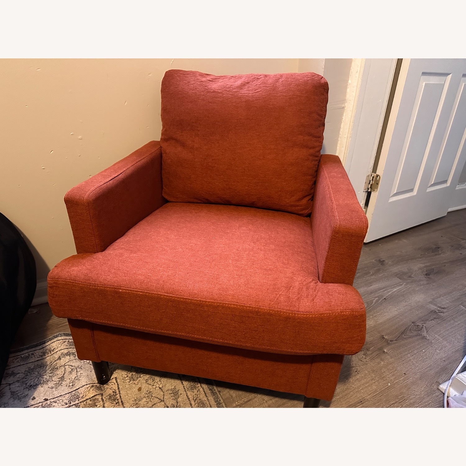 Orange Fabric Accent Chair - image-1