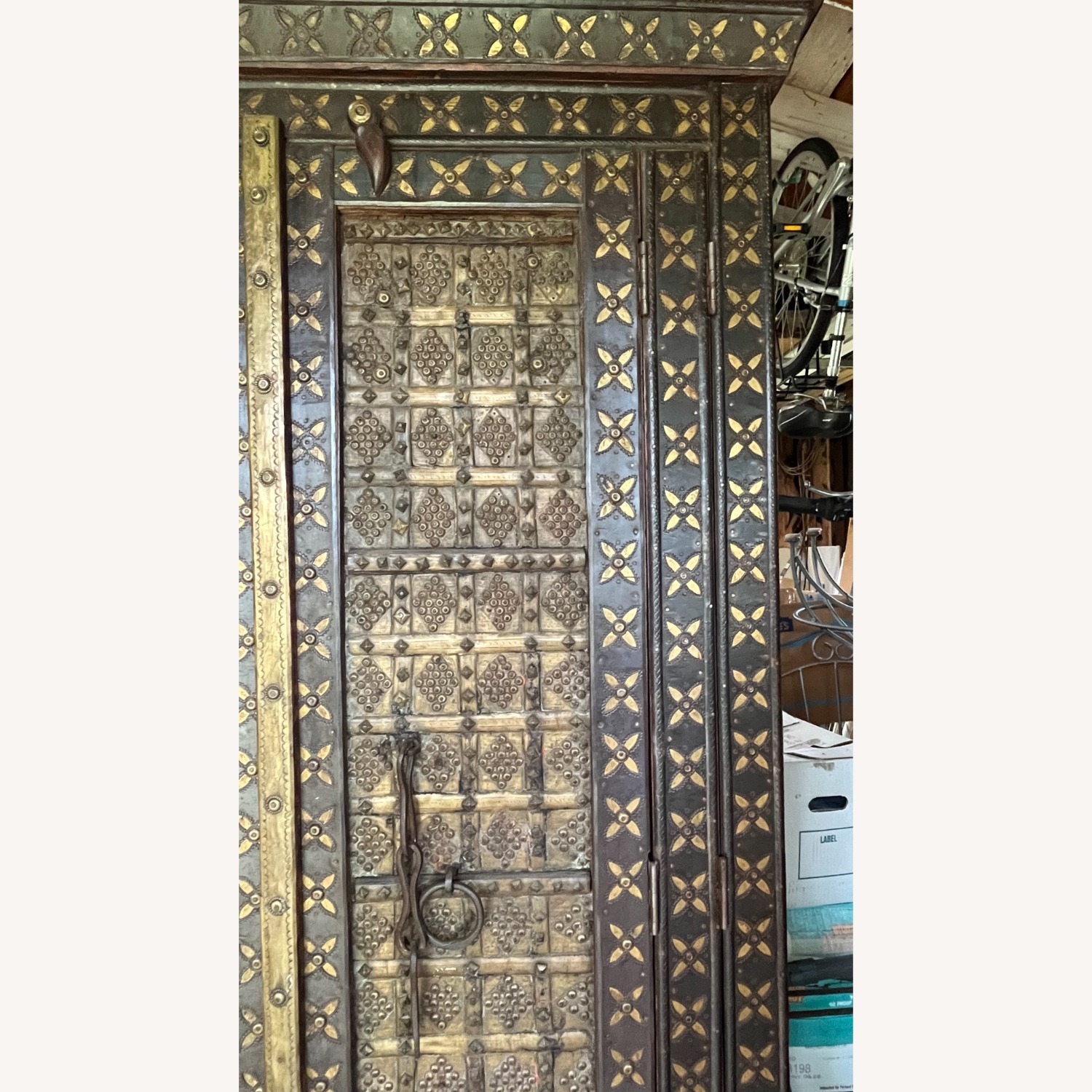 Antique Dark Brown Wood Armoire - image-5