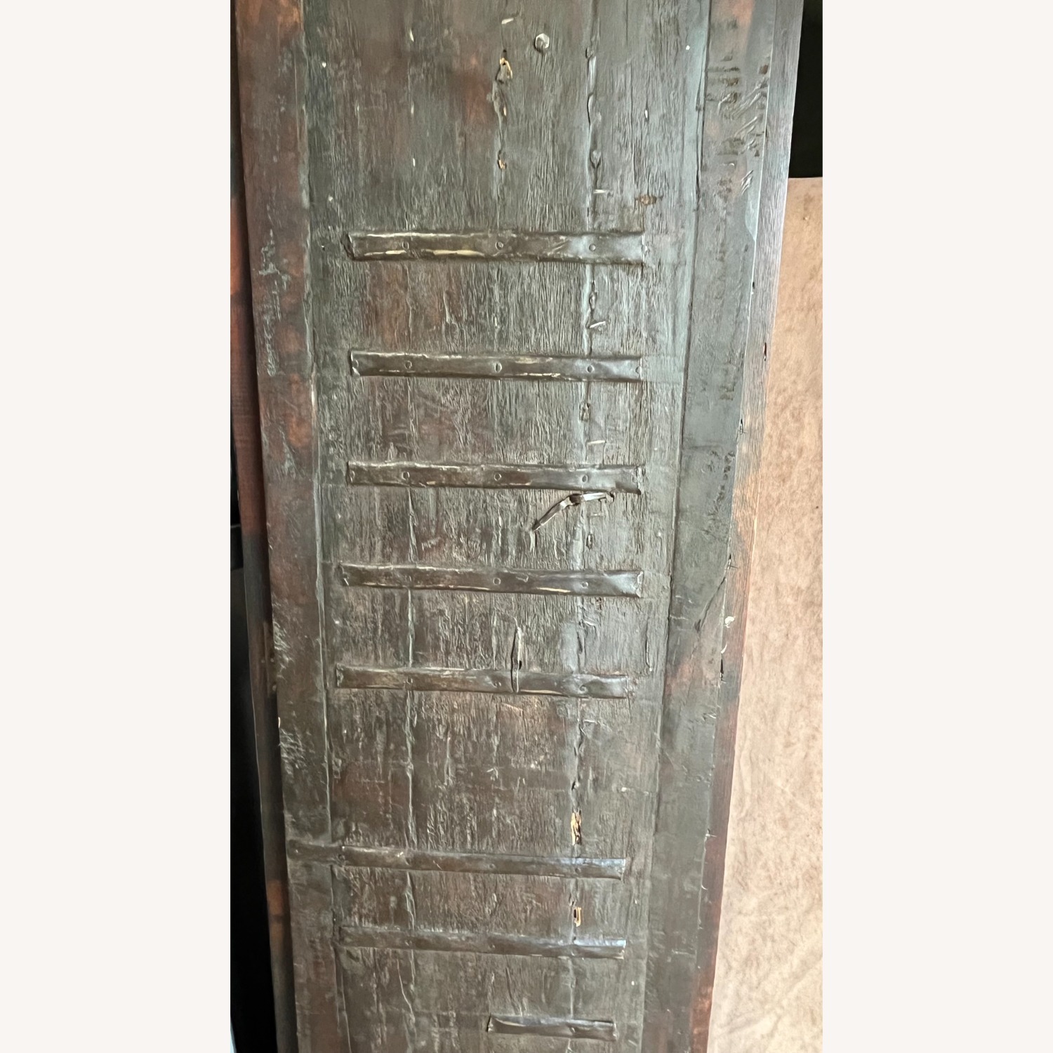 Antique Dark Brown Wood Armoire - image-2