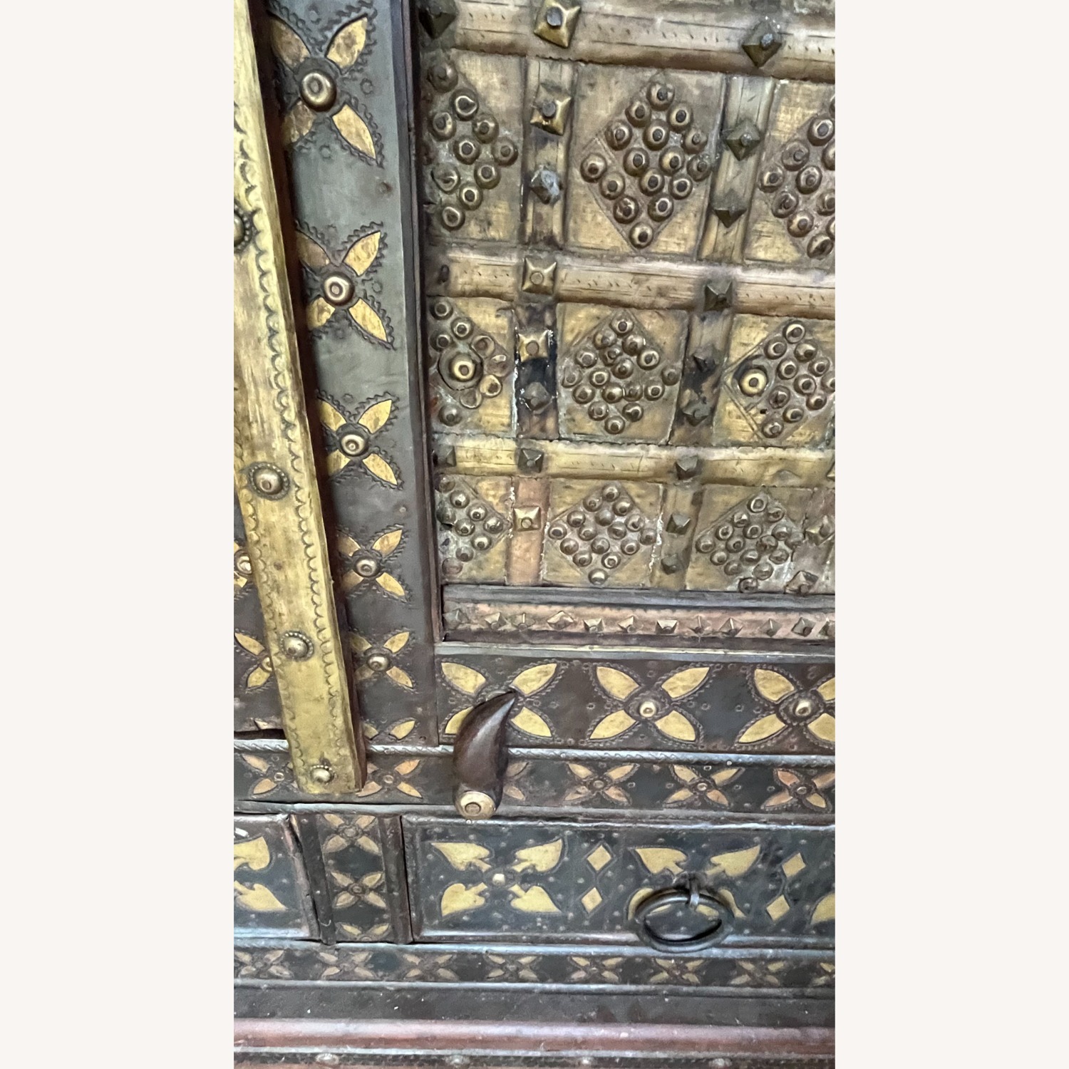 Antique Dark Brown Wood Armoire - image-6