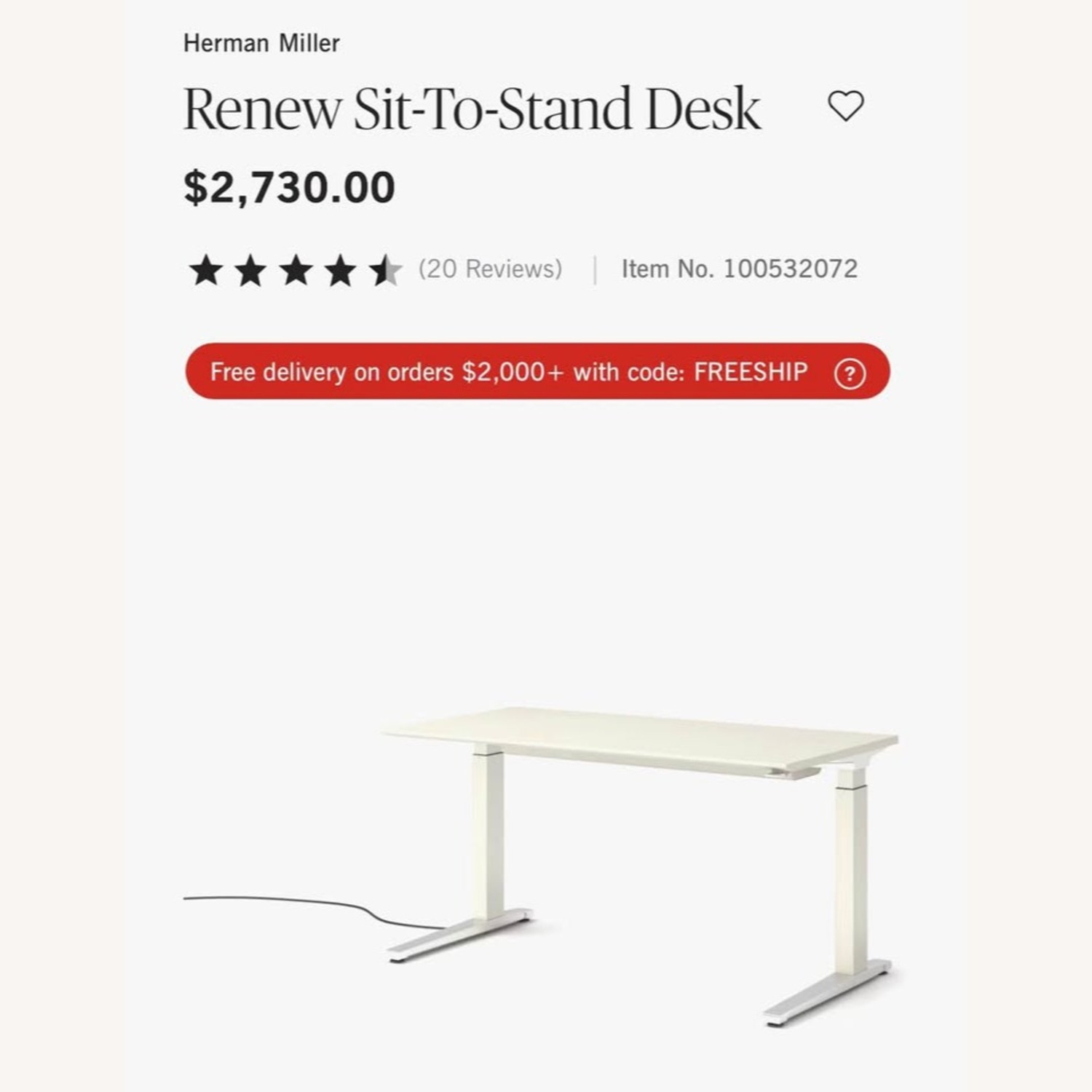 Herman Miller White Wood Desk - image-1