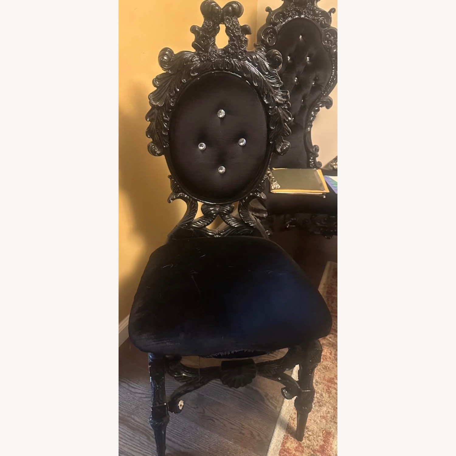 Gothic Cabinet Craft Black Wood Dining Chair - image-5