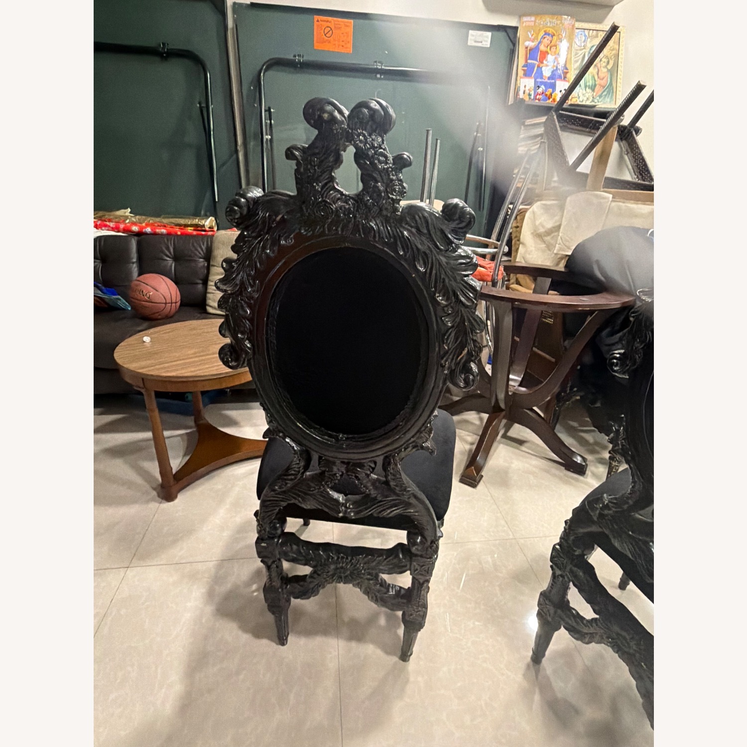 Gothic Cabinet Craft Black Wood Dining Chair - image-4