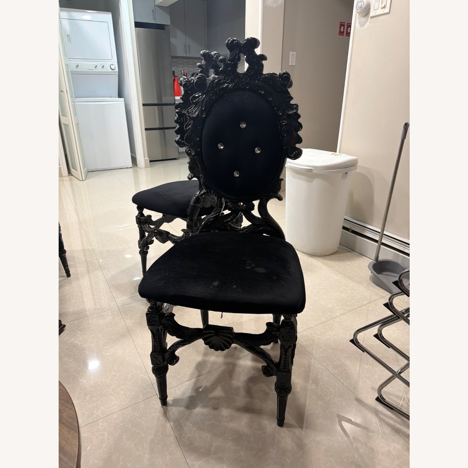 Gothic Cabinet Craft Black Wood Dining Chair - image-1