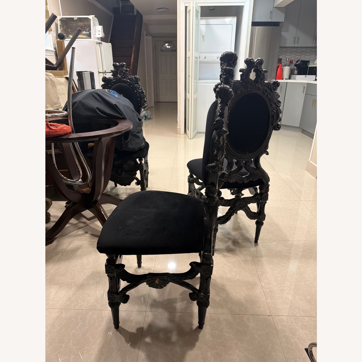 Gothic Cabinet Craft Black Wood Dining Chair - image-3