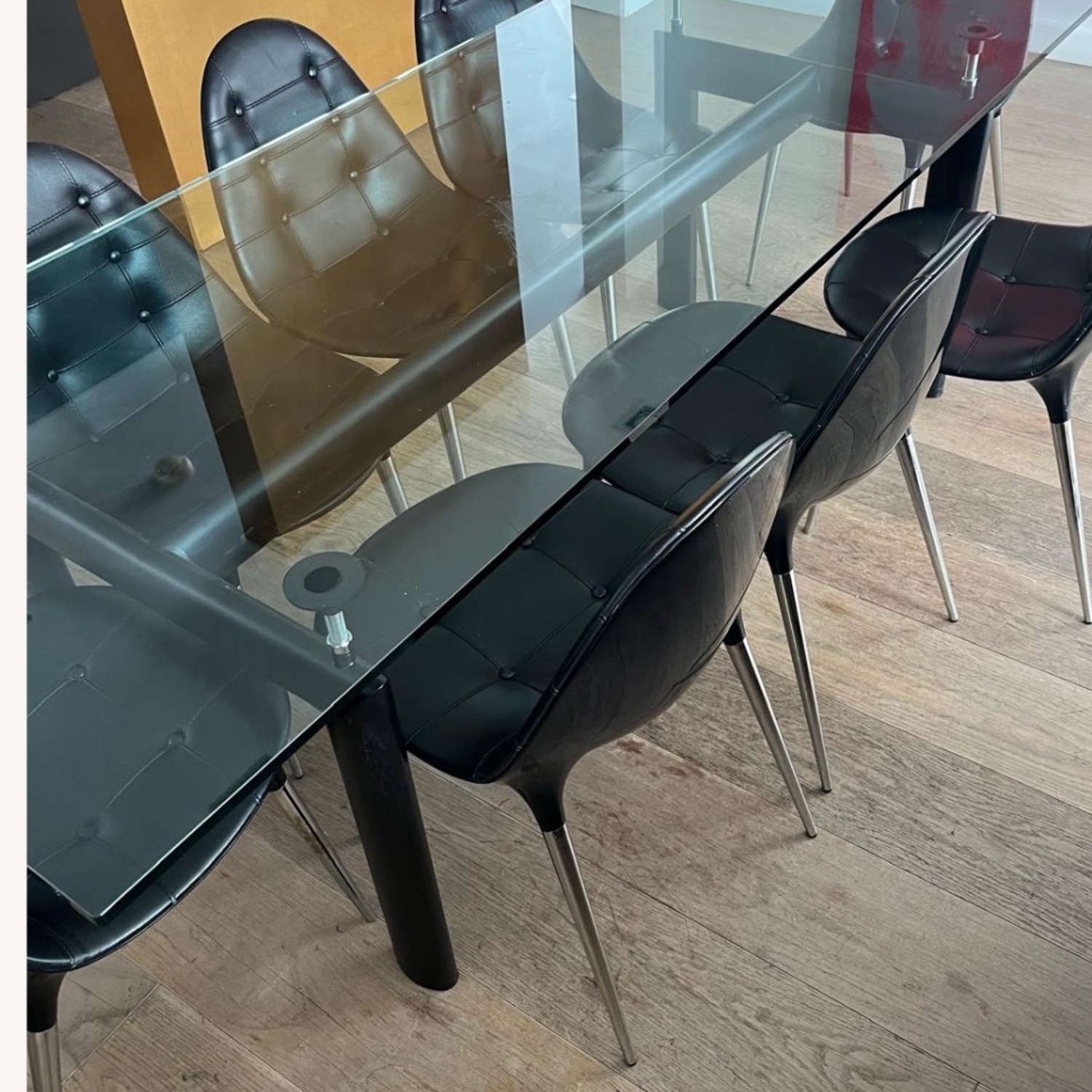 B&B Italia Black Leather Dining Table le Corbusier - image-3