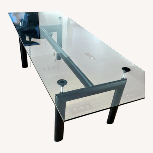 Used B&B Italia Black Leather Dining Table le Corbusier for sale on AptDeco