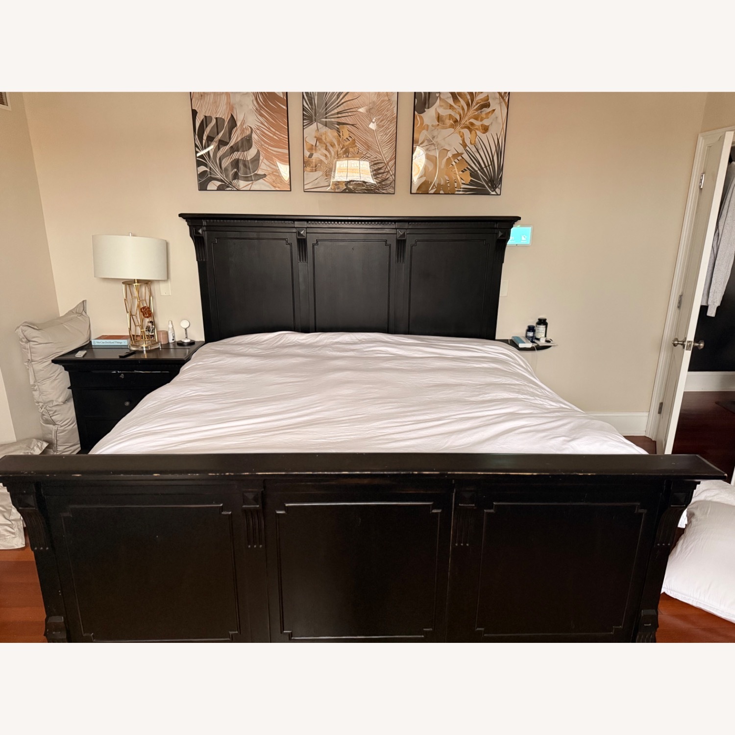Restoration Hardware St. James Panel Bed with Footboard Black - image-1