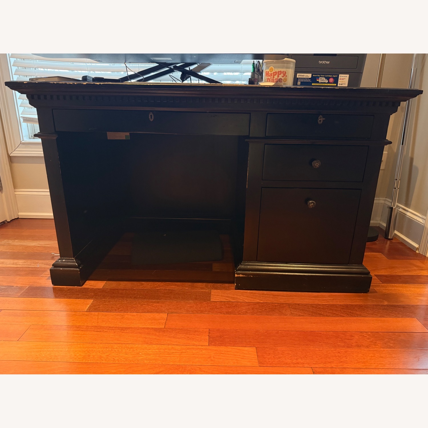 Restoration Hardware St. James 4-Drawer Desk Black - image-1