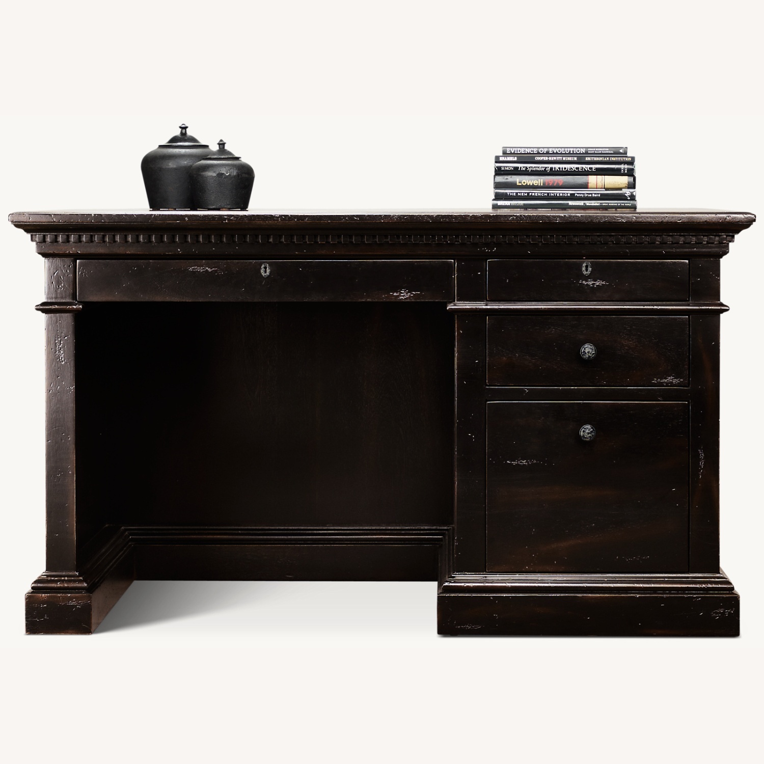 Restoration Hardware St. James 4-Drawer Desk Black - image-0