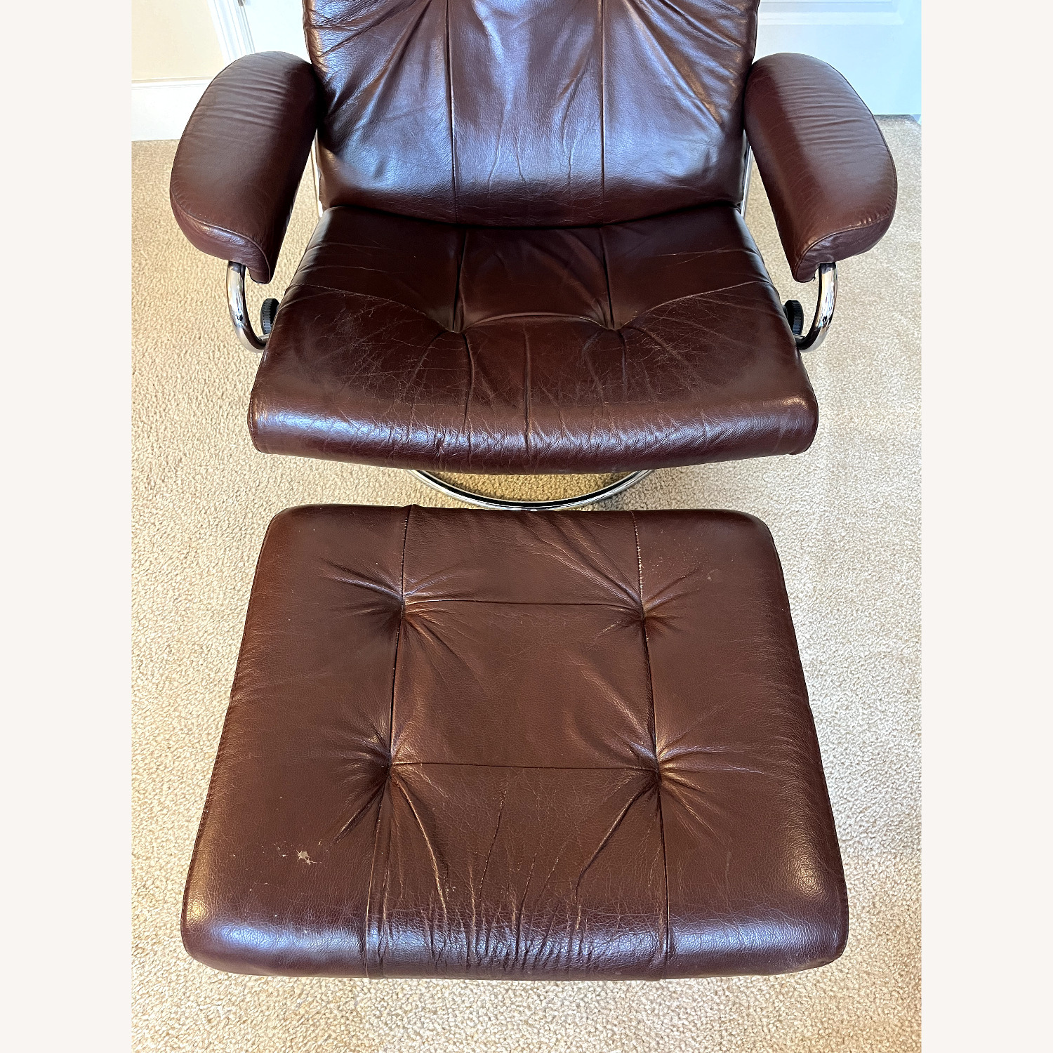 Ekornes Recliner and Ottoman - image-9