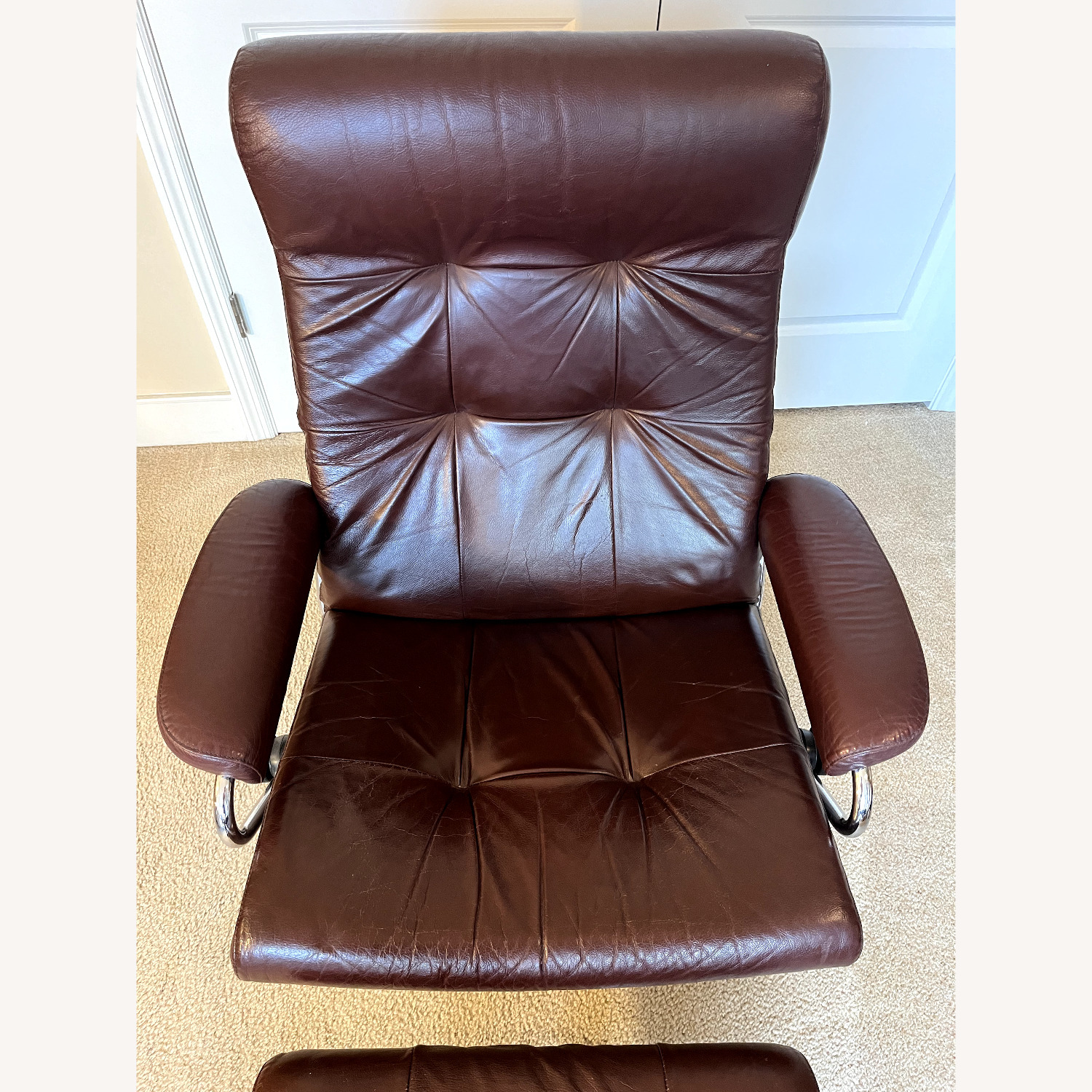 Ekornes Recliner and Ottoman - image-8