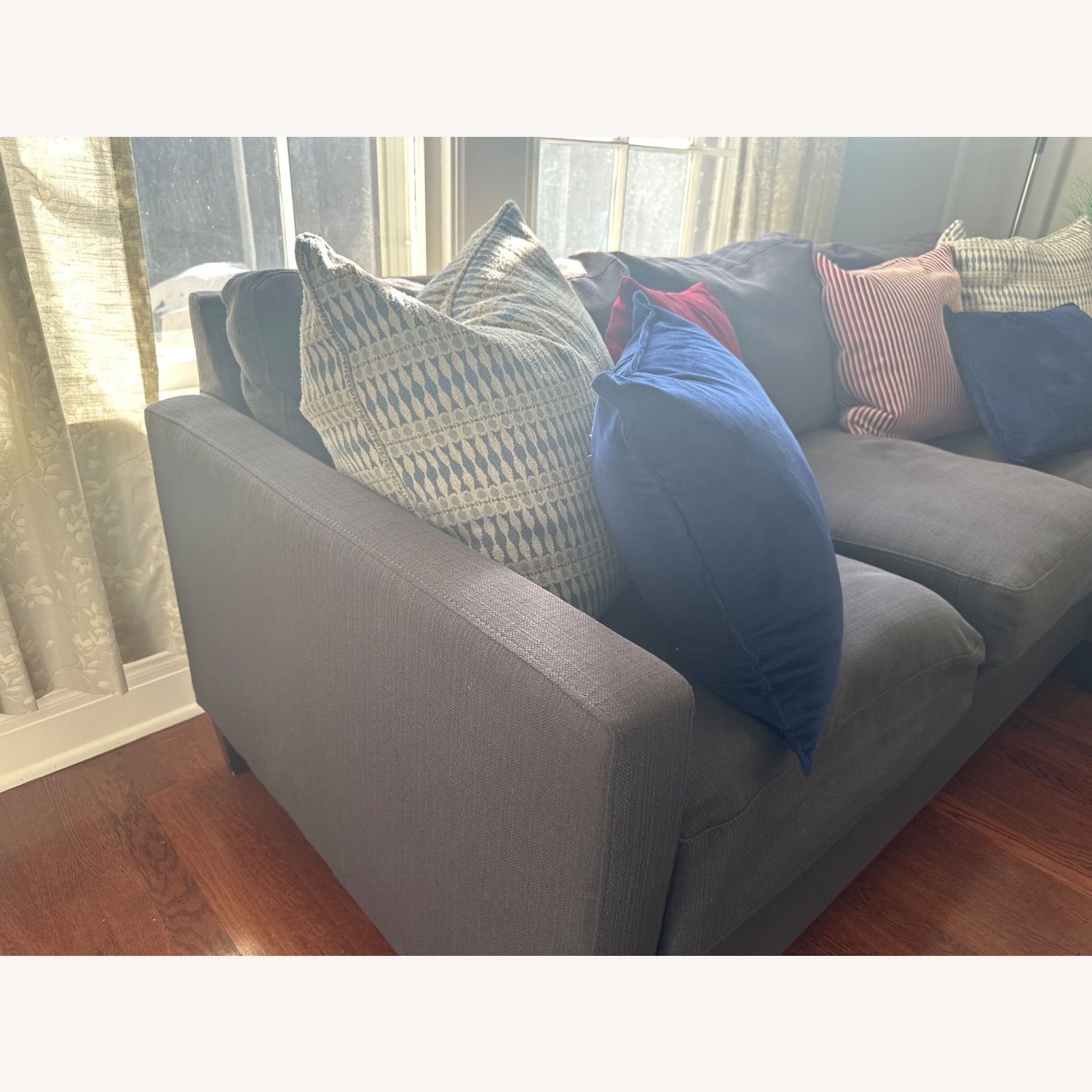 World Market Dark Gray Fabric Chaise Lounge - image-3