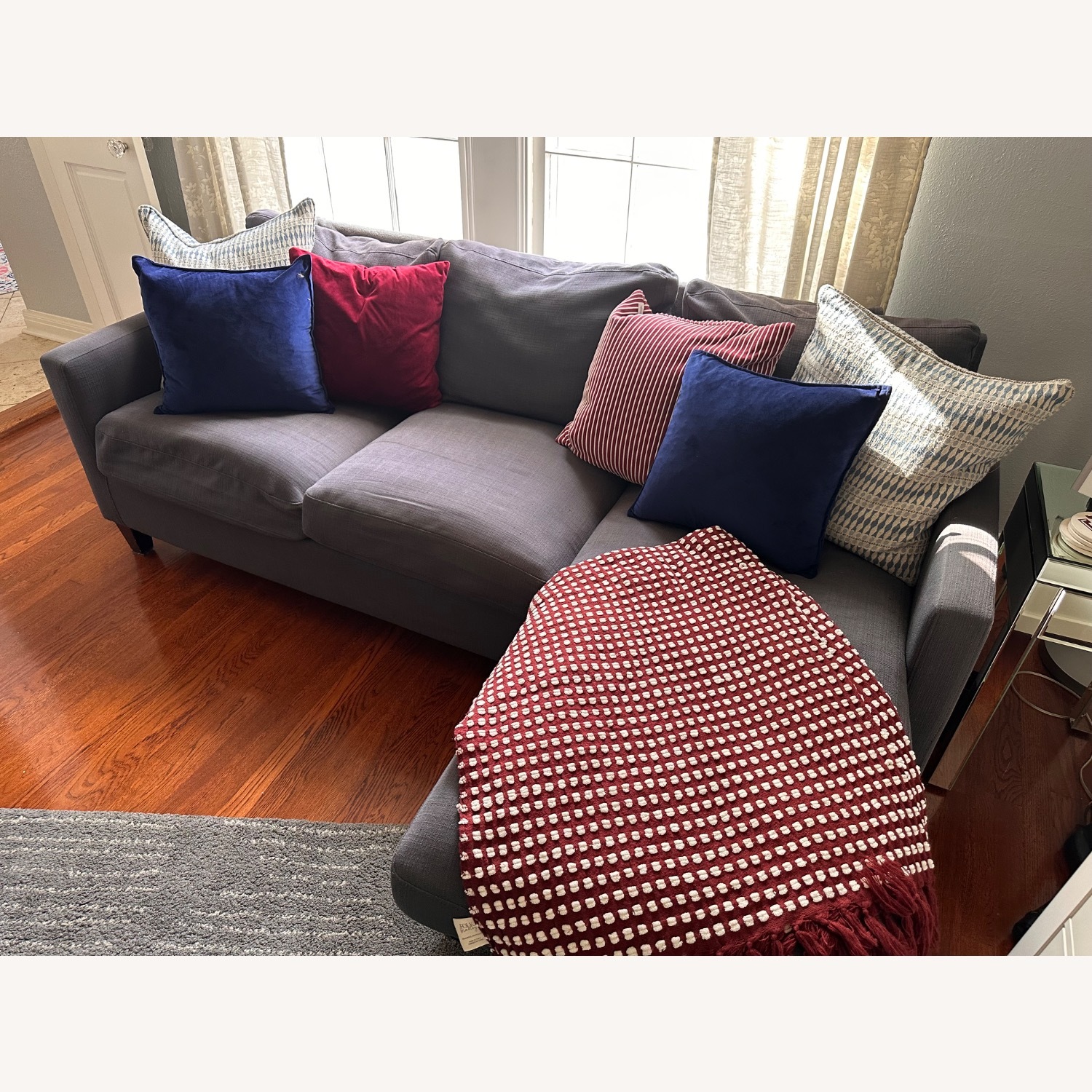 World Market Dark Gray Fabric Chaise Lounge - image-2