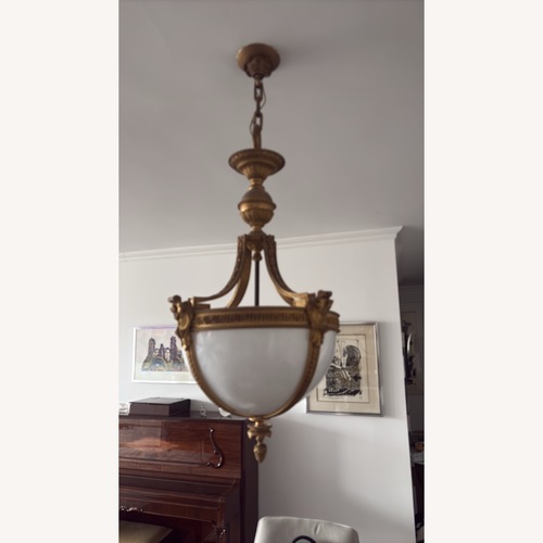 Used Alabaster & Brass Antique Chandelier  for sale on AptDeco