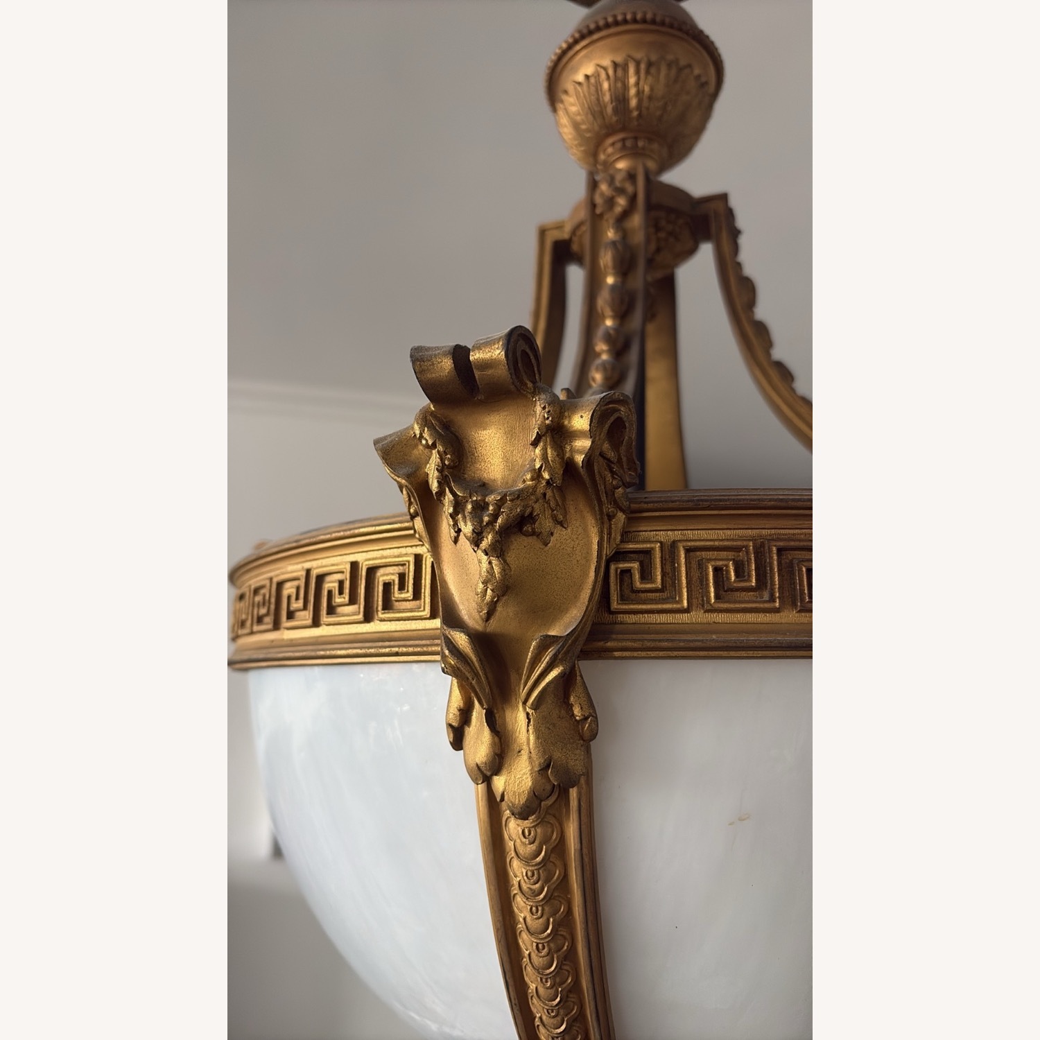 Alabaster & Brass Antique Chandelier - image-2