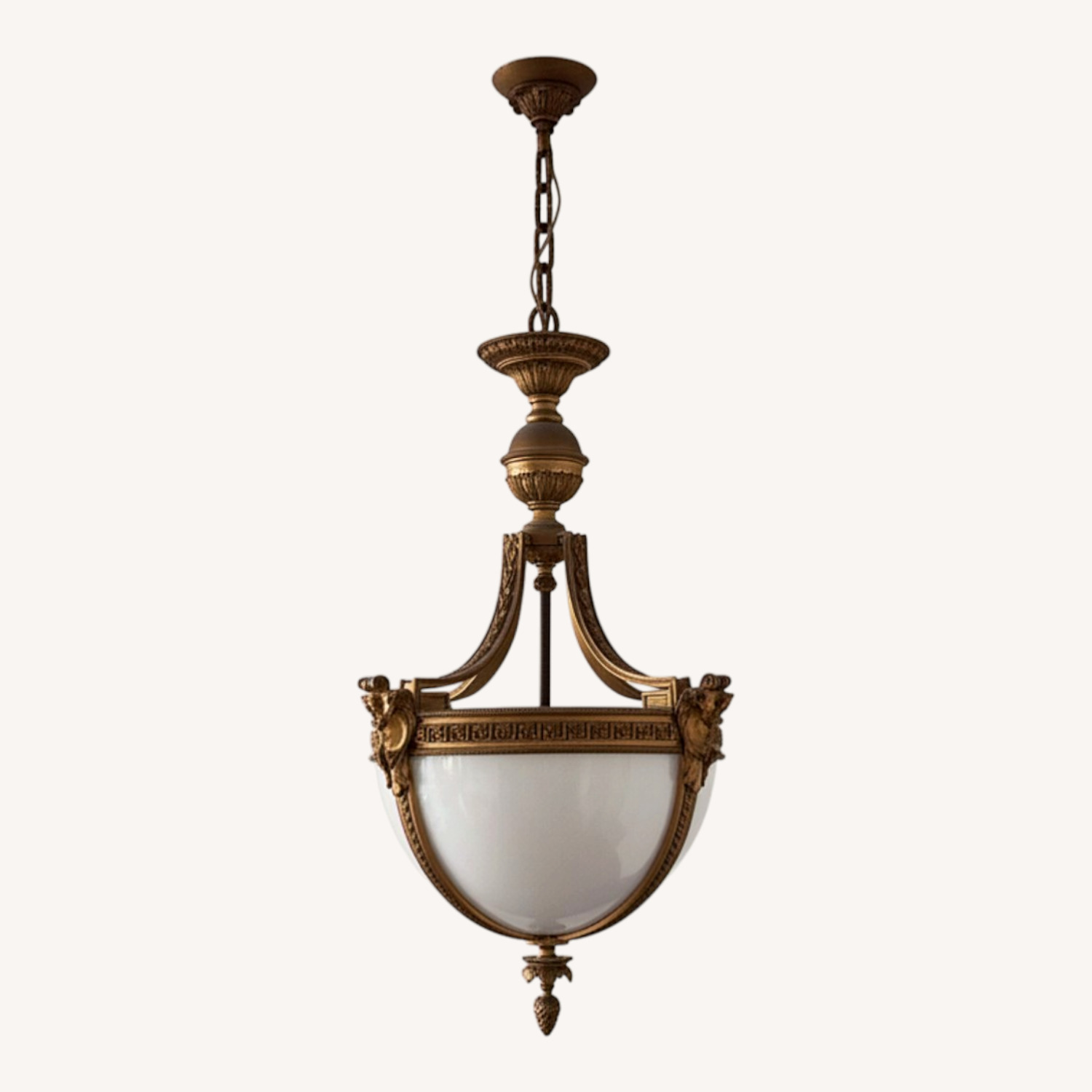 Alabaster & Brass Antique Chandelier - image-0