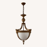 Alabaster & Brass Antique Chandelier 