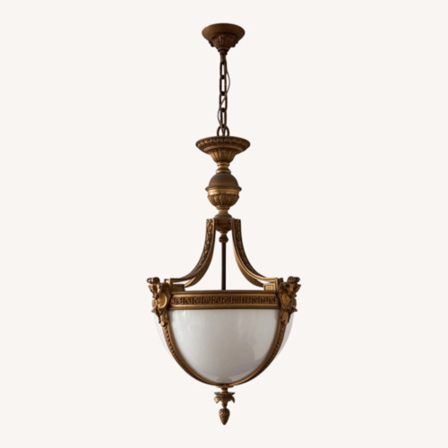 Used Alabaster & Brass Antique Chandelier for sale on AptDeco