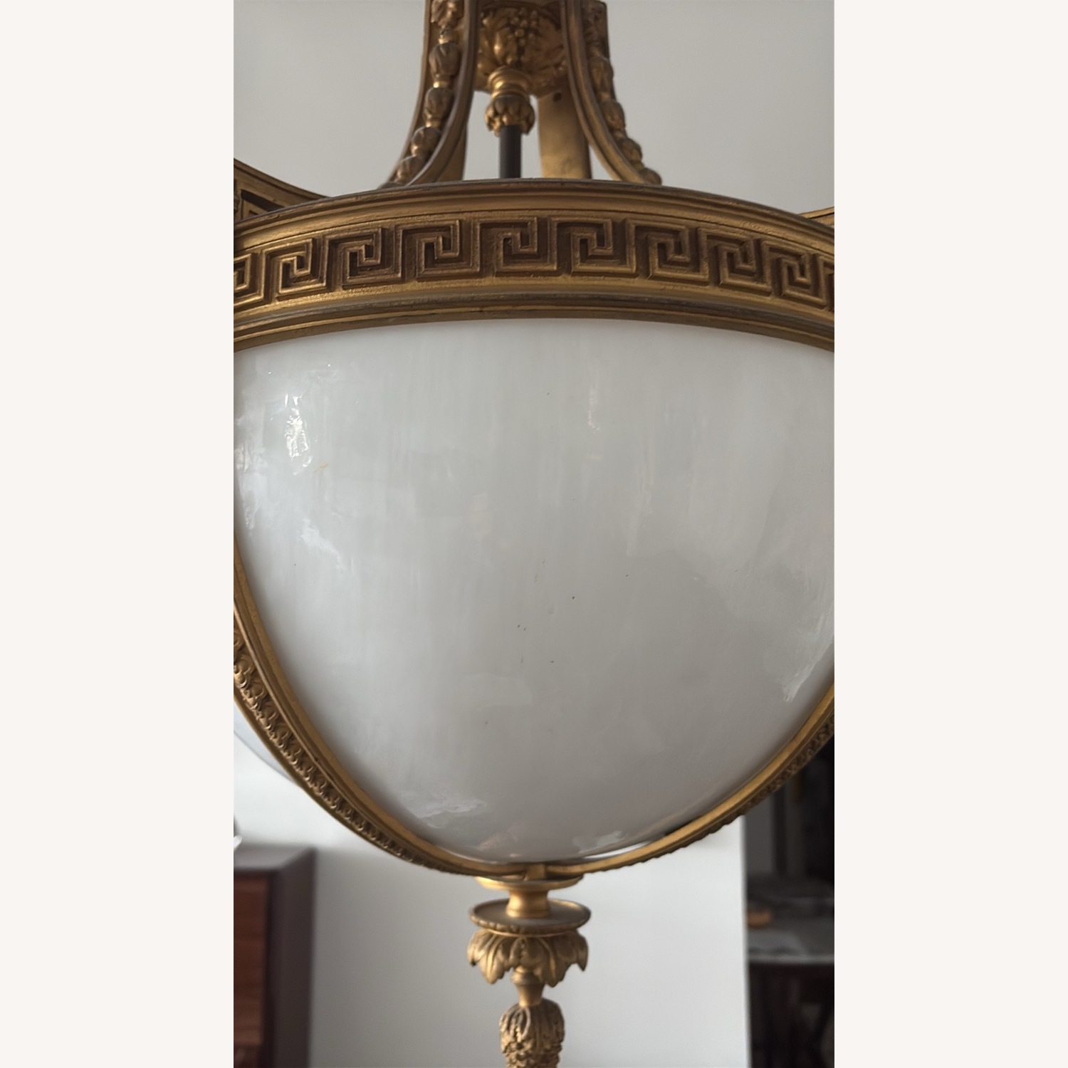 Alabaster & Brass Antique Chandelier - image-4