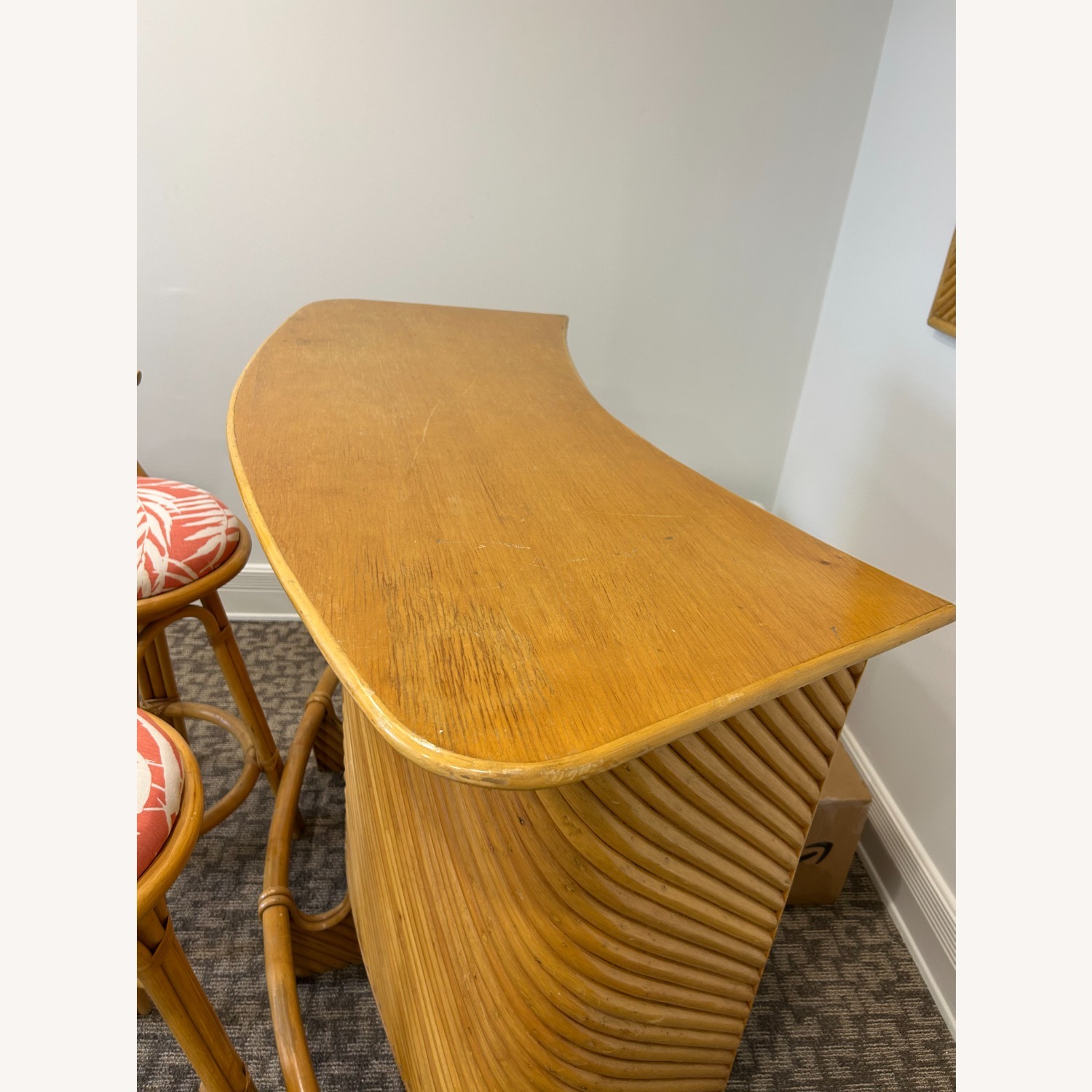 Vintage Palm Beach Bamboo Bar and Stools - image-4