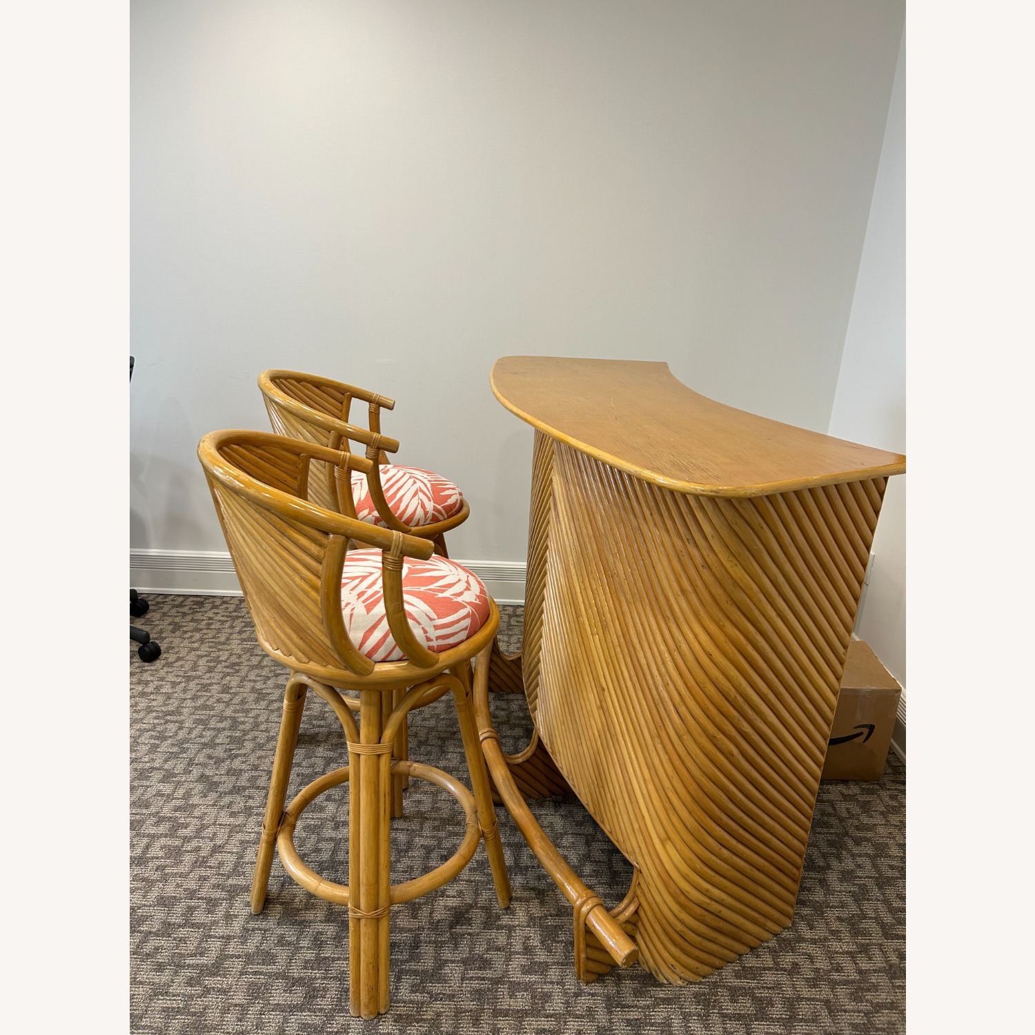 Vintage Palm Beach Bamboo Bar and Stools - image-7