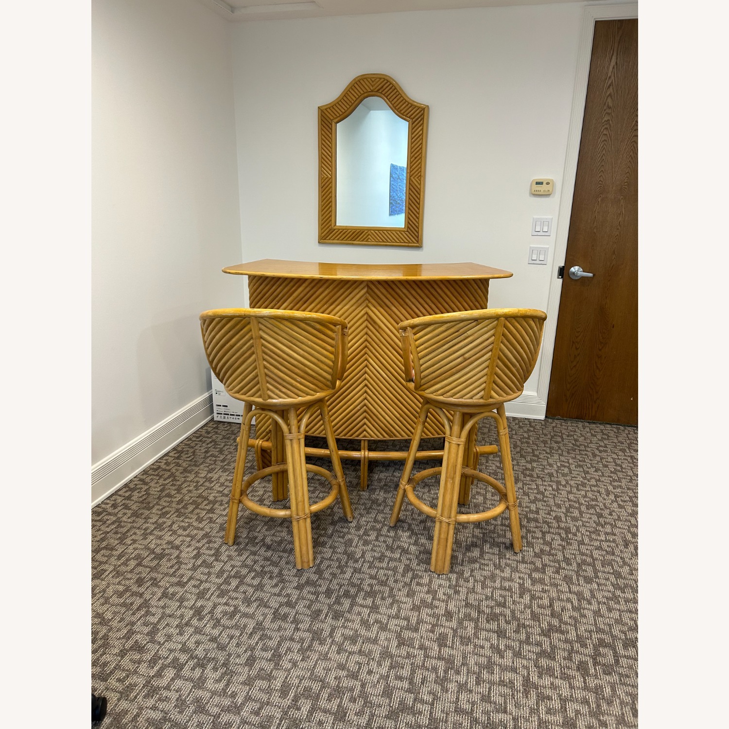 Vintage Palm Beach Bamboo Bar and Stools - image-2